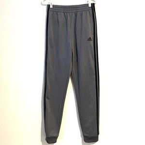 Adidas Track Pants Joggers Youth Boys Sz XL 18/20 Gray Black Stripes Drawstring